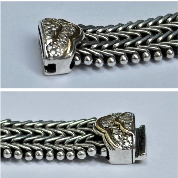 925/14K yellow gold diamond designer woven chain bracket💎✨ - Picture 8 of 17